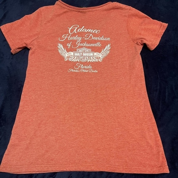 Harley-Davidson Ride Free Dusty Red V-Neck Shirt. Small Woman’s Riding Shirt - Picture 3 of 6